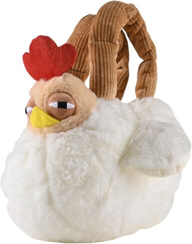 Cute Plush Chicken Handbag - Soft Fluffy Hen Purse, Animal Plush HandBag with Zipper for Women in Saudi Arabia