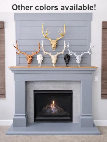 SlickFish Creations Deer Skull & Antlers بالحجم الطبيعي الأسود جدار جبل نسخة طبق الأصل من جمجمة الغزلان - واقعية كاملة الحجم فو قرن الوعل ديكور الجمجمة الأوروبي للديكور الجمجمة الحديثة والريفية والغربية والقوطية (أسود) in Kuwait