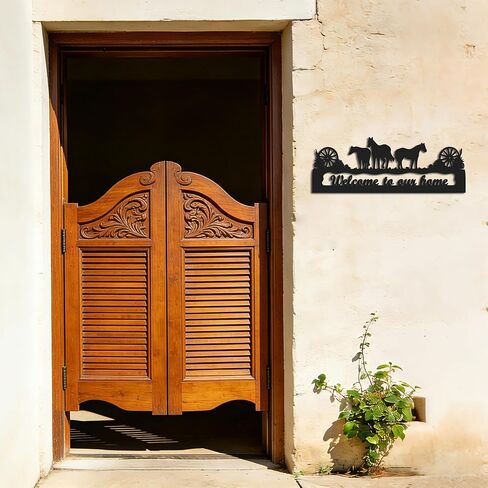 YATEASLU Horse Decor Welcome Sign, Rust-Resistant Metal 14.5x5.3 Inches. Waterproof & Rust-Resistant. Reads Welcome To Our Home. For Front Porch, Door, or Entry in Saudi Arabia