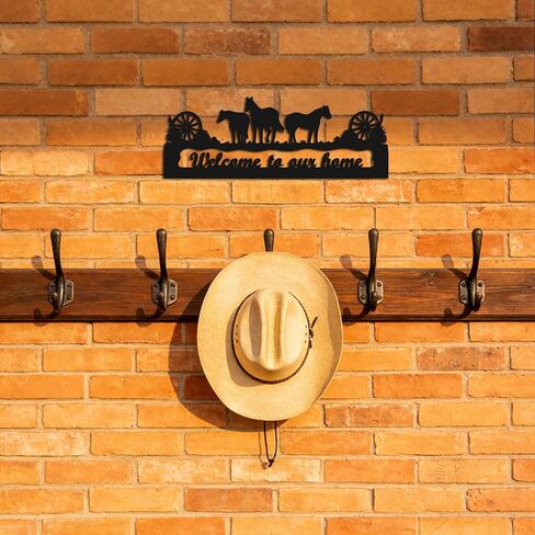 YATEASLU Horse Decor Welcome Sign, Rust-Resistant Metal 14.5x5.3 Inches. Waterproof & Rust-Resistant. Reads Welcome To Our Home. For Front Porch, Door, or Entry in Saudi Arabia