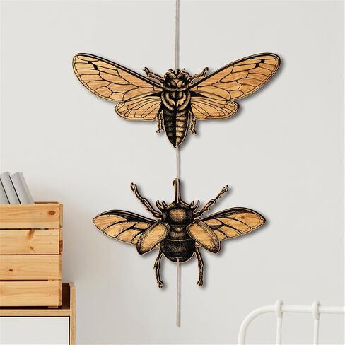 Moth Wall Hanging Decor, Insect Animals Wooden Wall Art Decor, Luna Moth Hanging Ornaments, Hang Vertical Aesthetic Wood Crafts Wall Sign, Boho Home Decoration for Living Room Bedroom Office, Set of 4 in Kuwait