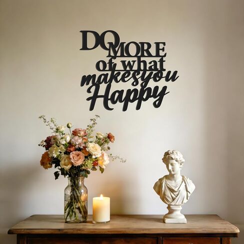 JEWLOVE Motivational Wall Decor & Inspirational Wall Art - MORE of what makes you happy Quote Metal Wall Art for Home Office, Bedroom, Living Room, Modern Decor in Saudi Arabia