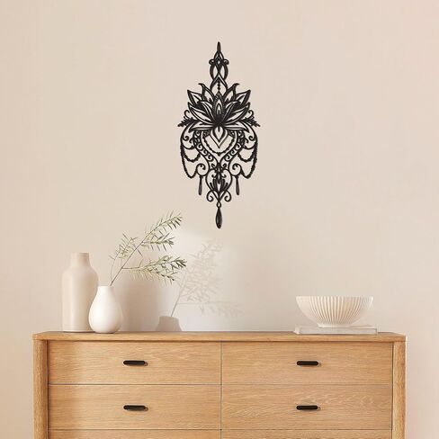 JEWLOVE Metal Mandala Wall Art – Sacred Geometry Lotus Flower Decor for Yoga Meditation Room, Spiritual Boho Home Decor (7.7x17.5 Inch) in Saudi Arabia