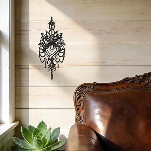 JEWLOVE Metal Mandala Wall Art – Sacred Geometry Lotus Flower Decor for Yoga Meditation Room, Spiritual Boho Home Decor (7.7x17.5 Inch) in Saudi Arabia