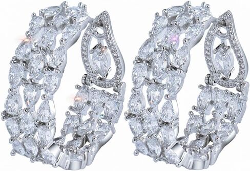 Luxury Double Sided Cubic Zirconia Hoop Earrings, Big Round Statement Dangle Design for Wedding, Women Party Jewelry in Saudi Arabia