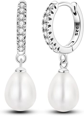 Silver Small Dangle Hoop Earrings,Huggie Hoop Earrings for Women with 5A Cubic Zirconia Gift for Her in Saudi Arabia