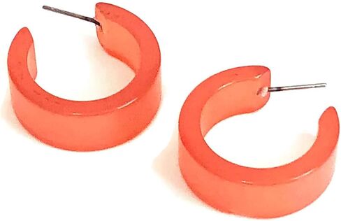 Coral Moonglow Lucite Wide Classic Hoop Earrings - WDCL-OR-3 in Saudi Arabia