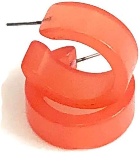 Coral Moonglow Lucite Wide Classic Hoop Earrings - WDCL-OR-3 in Saudi Arabia