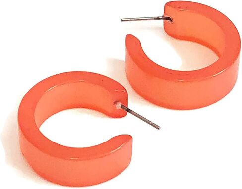Coral Moonglow Lucite Wide Classic Hoop Earrings - WDCL-OR-3 in Saudi Arabia