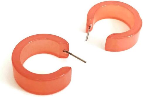 Coral Moonglow Lucite Wide Classic Hoop Earrings - WDCL-OR-3 in Saudi Arabia