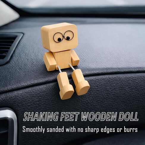 Shaking Feet Wooden Doll with Spring Legs & 12 Pcs Magnetic Expressions for Car Dashboard Decoration in Saudi Arabia