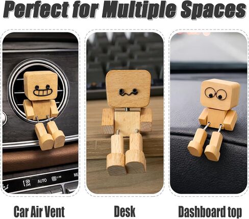 Shaking Feet Wooden Doll with Spring Legs & 12 Pcs Magnetic Expressions for Car Dashboard Decoration in Saudi Arabia