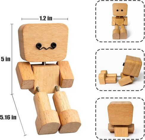 Shaking Feet Wooden Doll with Spring Legs & 12 Pcs Magnetic Expressions for Car Dashboard Decoration in Saudi Arabia