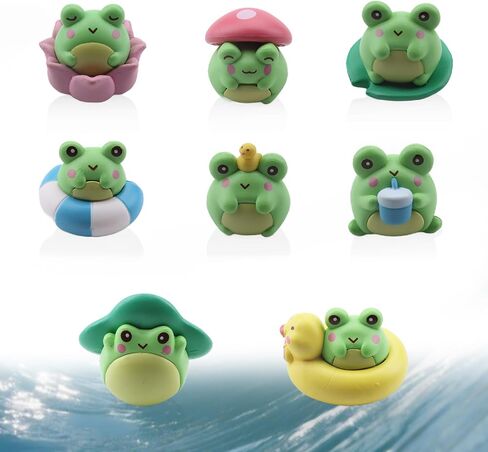 8 Pcs Mini Resin Frog Figurines, Adorable Charming Cute Resin Critters to Decorate Shelf Miniatures Frog Ornaments for Desktop Fairy Garden Scene Props Home Decorative Accents in Saudi Arabia