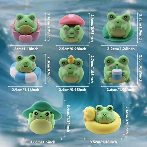 8 Pcs Mini Resin Frog Figurines, Adorable Charming Cute Resin Critters to Decorate Shelf Miniatures Frog Ornaments for Desktop Fairy Garden Scene Props Home Decorative Accents in Saudi Arabia