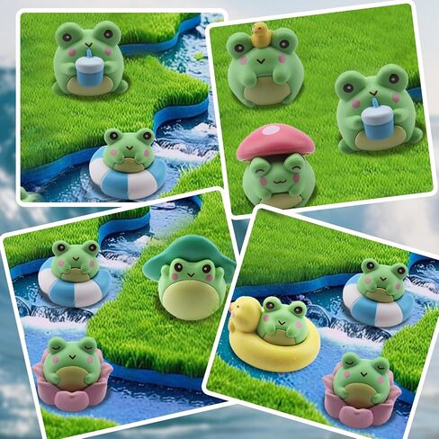 8 Pcs Mini Resin Frog Figurines, Adorable Charming Cute Resin Critters to Decorate Shelf Miniatures Frog Ornaments for Desktop Fairy Garden Scene Props Home Decorative Accents in Saudi Arabia