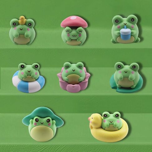 8 Pcs Mini Resin Frog Figurines, Adorable Charming Cute Resin Critters to Decorate Shelf Miniatures Frog Ornaments for Desktop Fairy Garden Scene Props Home Decorative Accents in Saudi Arabia