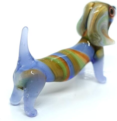Dachshund Micro Tiny Figurines Hand Blown Glass Art Animals Collectible Dog-Lover Gift Home Décor (Marble Brown) in Saudi Arabia