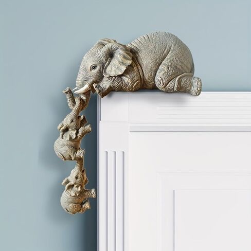 3pcs/Set Adorable Elephant Figurines - Resin Crafts for Home & Room Dec in Kuwait