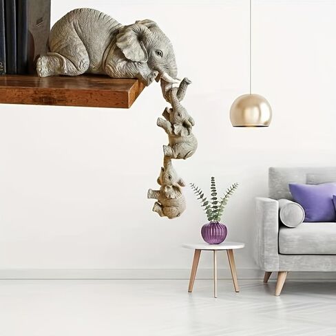3pcs/Set Adorable Elephant Figurines - Resin Crafts for Home & Room Dec in Kuwait