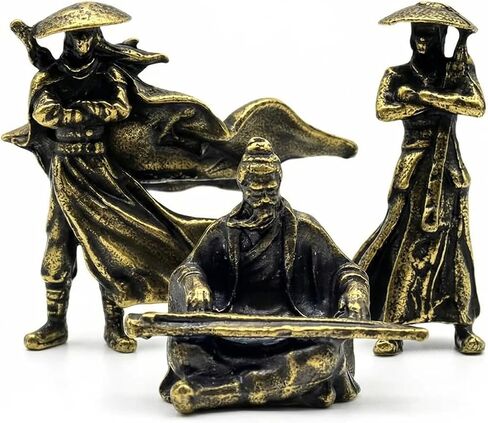 Car Dashboard Decorative Figurines, 3-Piece Martial Arts Swordsman Set, Desktop Computer Monitor Brass Micro-Landscape Ornaments in Saudi Arabia