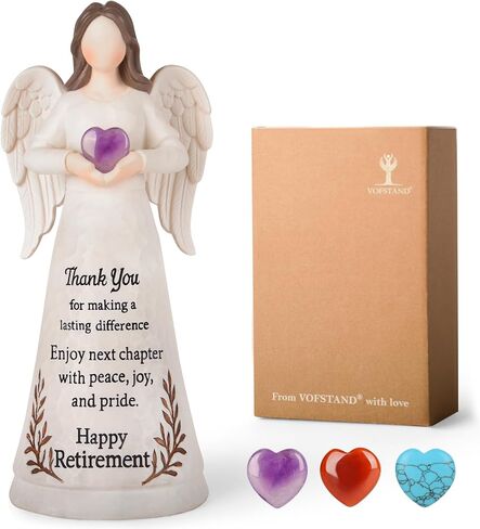 Large 8.2" Angel Figurine for Woman Retirement Gift 2026 | Crystal Heart, For Teacher Coworker Nurses Boss Mom Grandma Sister, Retired Party Decoration in Saudi Arabia