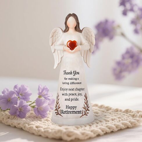 Large 8.2" Angel Figurine for Woman Retirement Gift 2026 | Crystal Heart, For Teacher Coworker Nurses Boss Mom Grandma Sister, Retired Party Decoration in Saudi Arabia