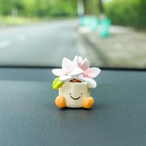 Cute Flower Pot Car Interior Decoration - for Car Rearview Mirror and Dashboard, Anime Decor for Home Garden Office,Funny Ornament Gifts in Kuwait