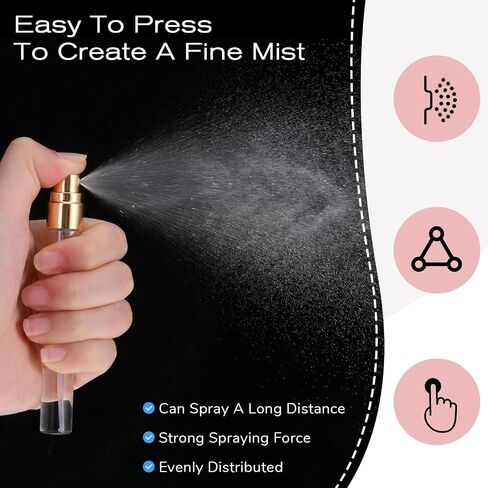 50Pcs 10ml Mini Spray Bottles, Empty Clear Glass Mist Spray Bottle Refillable Mini Perfume Atomizer Travel Sample Bottle Lids Fine Mist Perfume Atomizer Makeup Container in Saudi Arabia