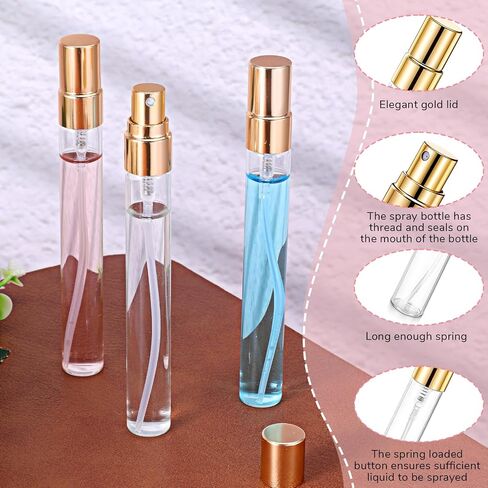 50Pcs 10ml Mini Spray Bottles, Empty Clear Glass Mist Spray Bottle Refillable Mini Perfume Atomizer Travel Sample Bottle Lids Fine Mist Perfume Atomizer Makeup Container in Saudi Arabia