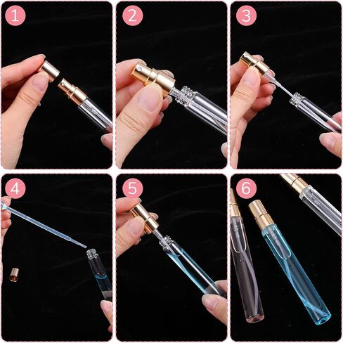 50Pcs 10ml Mini Spray Bottles, Empty Clear Glass Mist Spray Bottle Refillable Mini Perfume Atomizer Travel Sample Bottle Lids Fine Mist Perfume Atomizer Makeup Container in Saudi Arabia