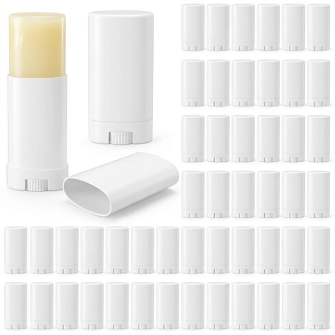 50 Pieces Empty Deodorant Containers, 15Ml/0.5Oz Oval Twist-Up Refillable Lip Balm Tubes Bulk, Plastic Travel Deodorant Holder Container for Lotion Bars, Shaving Soap Lipstick DIY in Saudi Arabia