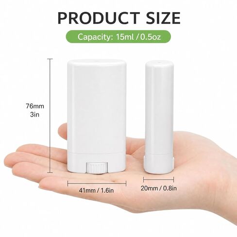 50 Pieces Empty Deodorant Containers, 15Ml/0.5Oz Oval Twist-Up Refillable Lip Balm Tubes Bulk, Plastic Travel Deodorant Holder Container for Lotion Bars, Shaving Soap Lipstick DIY in Saudi Arabia