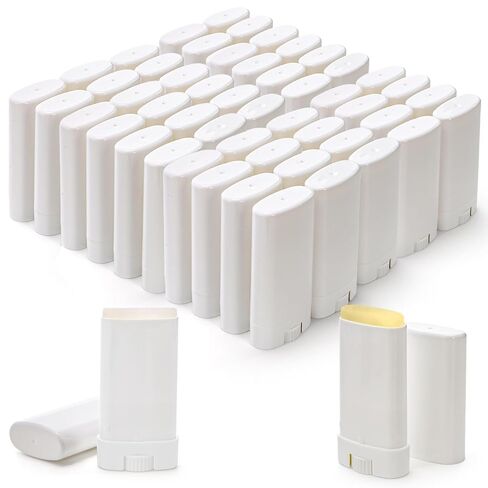 50 Pieces Empty Deodorant Containers, 15Ml/0.5Oz Oval Twist-Up Refillable Lip Balm Tubes Bulk, Plastic Travel Deodorant Holder Container for Lotion Bars, Shaving Soap Lipstick DIY in Saudi Arabia