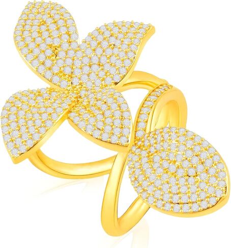 AURA & IRENA 18K Gold Plated Butterfly Ring for Women - Adjustable Butterfly Statement Rings for Women, Non-Tarnish 3A Cubic Zirconia Cocktail Rings for Women, Valentine's Day Gift for Her in Saudi Arabia