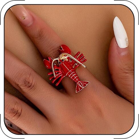 Crab Lobster Ring for Women Summer Sea Animal Beach Rings Tropical Vacation Hawaiian Beachy Ocean Opening Adjustable Jewelry Gift in Saudi Arabia
