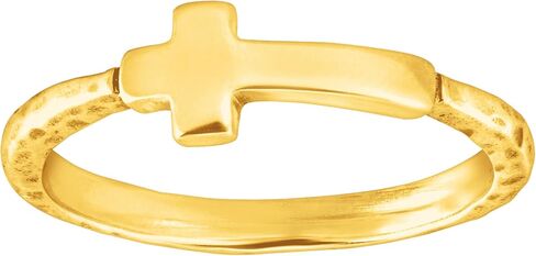 Silpada 'Simplex Cross' Horizontal Cross Textured Ring in Gold-Plated Sterling Silver, Size 6 in Saudi Arabia
