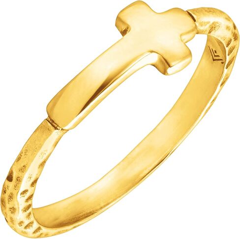 Silpada 'Simplex Cross' Horizontal Cross Textured Ring in Gold-Plated Sterling Silver, Size 6 in Saudi Arabia