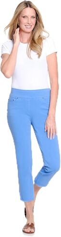SLIM-SATION Women's Pull on 5-Pocket Fringe Hem Ankle Pant in Saudi Arabia
