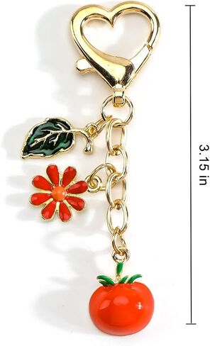 Fruit Keychain Gold Keychain with Flower Cue Bag Charm Fruit Bag Charm Nature Gifts for Women Birthday Christmas in Kuwait
