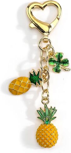 Fruit Keychain Gold Keychain with Flower Cue Bag Charm Fruit Bag Charm Nature Gifts for Women Birthday Christmas in Kuwait