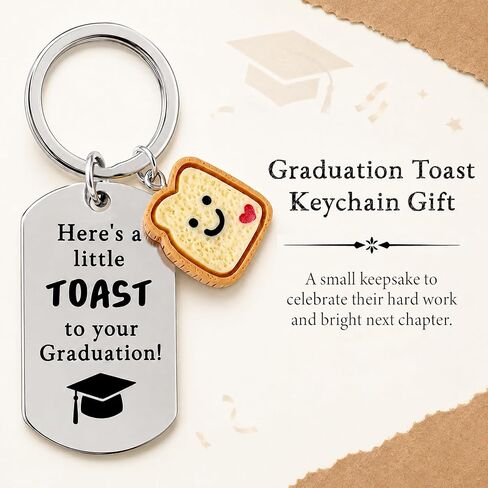 Graduation Gift Keychain for Her Him, Classmates & Friends – Cute Toast Novelty Keepsake, Small Gift for Party Favors, Daily Use, School & College Graduation in Saudi Arabia