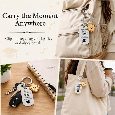 Graduation Gift Keychain for Her Him, Classmates & Friends – Cute Toast Novelty Keepsake, Small Gift for Party Favors, Daily Use, School & College Graduation in Saudi Arabia