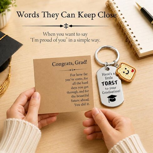 Graduation Gift Keychain for Her Him, Classmates & Friends – Cute Toast Novelty Keepsake, Small Gift for Party Favors, Daily Use, School & College Graduation in Saudi Arabia