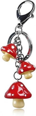 Mushroom Keychain Cute Cartoon White Dots Red Mushroom Pendant Aesthetic Bag Charm Accessories Decor Gift for Car Key Purse Backpack in Saudi Arabia