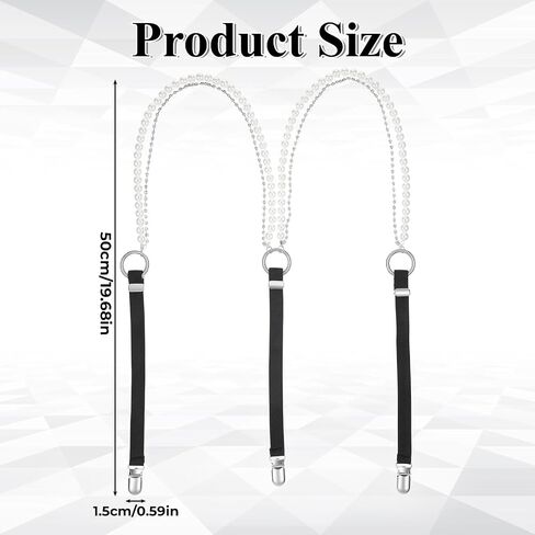 Women's Pearl Suspenders, Rhinestone Chain Y-Shape Suspender with 3 Metal Clips Adjustable Womens Suspenders for Pants Skirt, Elastic Braces Belts for Lady Girls Bridal, Thoughtful Gift in Saudi Arabia