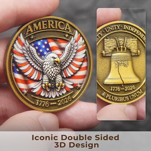 Anniversary Military Challenge Coin 1776–2026, 3D Anniversary Keychain Medal with Leather Coin Holder in Saudi Arabia