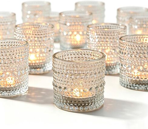 25 Pack Vintage Votive Candle Holders, Clear Glass Candle Holder for Birthday Shower Wedding Christmas Candle, Tea Light Candles Holder for Home Table Centerpieces Decor in Saudi Arabia