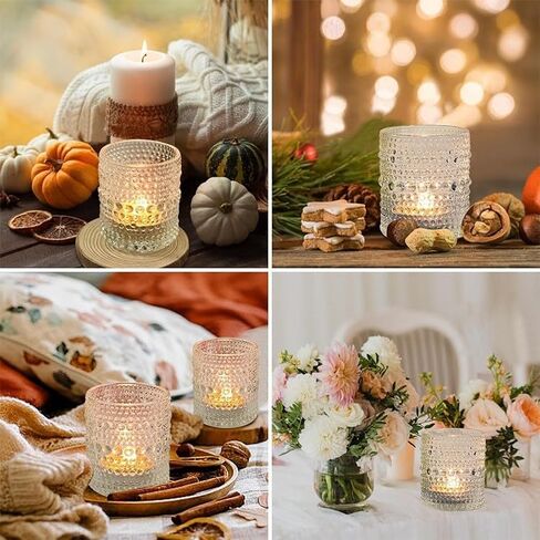 25 Pack Vintage Votive Candle Holders, Clear Glass Candle Holder for Birthday Shower Wedding Christmas Candle, Tea Light Candles Holder for Home Table Centerpieces Decor in Saudi Arabia