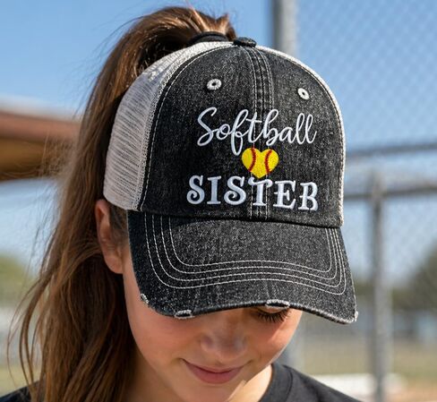 Cocomo Soul Womens Girls Softball Sister Messy BUN HIGH Ponytail Hat 323 Dark Grey in Kuwait